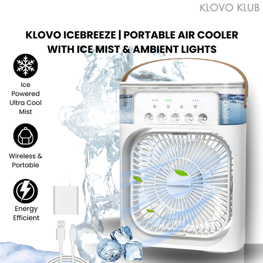Klovo IceBreeze | Portable Air Cooler with Ice mist & LED Lights
